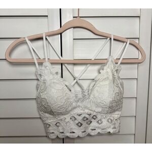 Anemone Women's Comfortable Lace Wireless Stretch Bra Bralette Top Sz L Gray